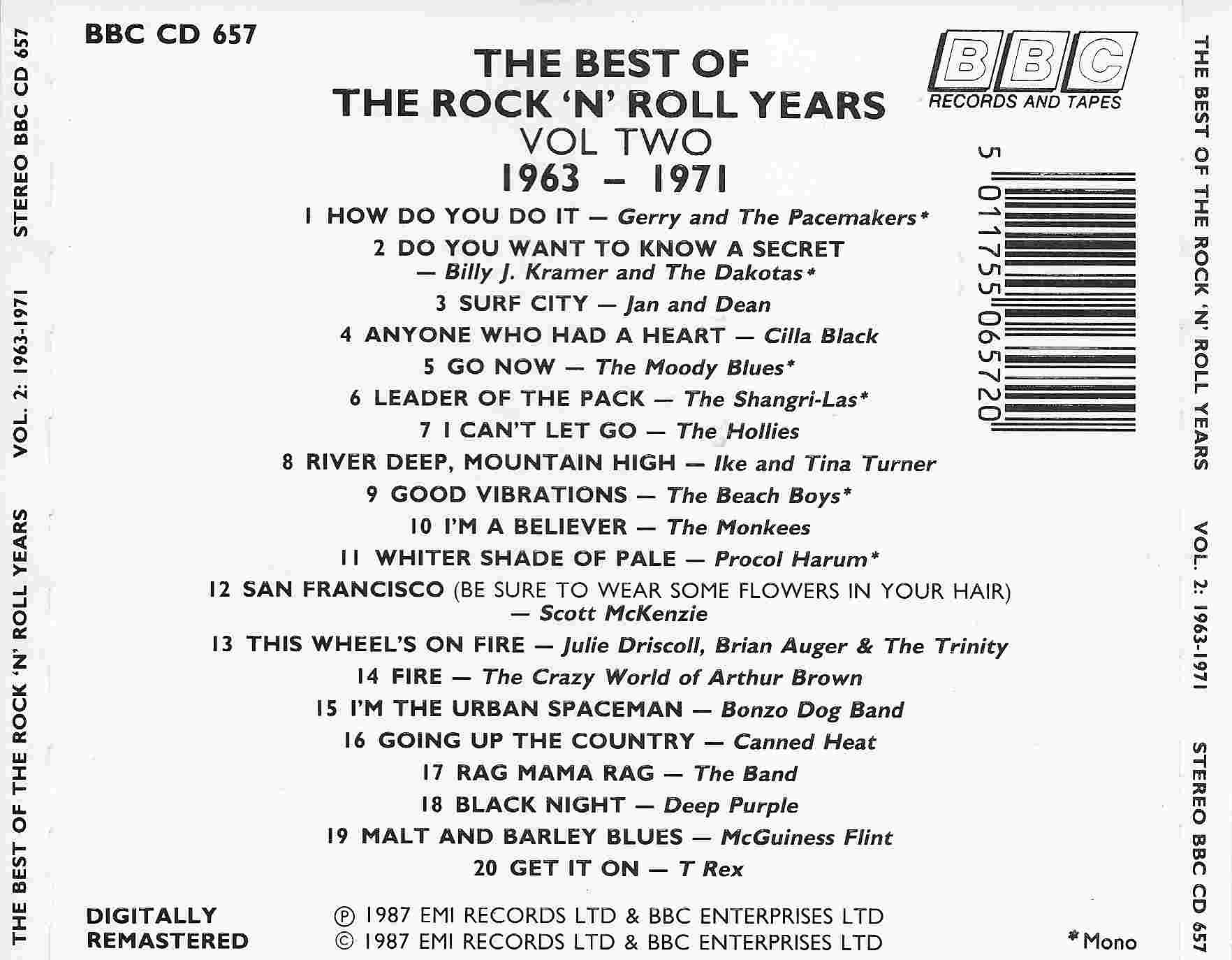 Picture of BBCCD657 The best of the rock 'n' roll years 1964 - 1971 by artist Various from the BBC records and Tapes library